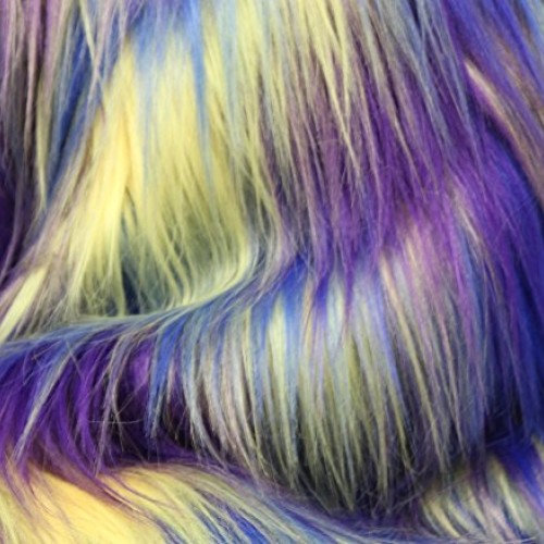 Faux Fur Fabric Long Pile 3 Tone Rainbow Yellow Blue Purple / 60 ...